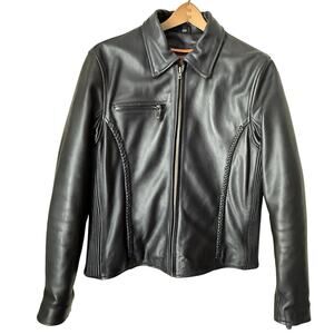 Milwaukee Motorcycle Jacket Women's Sz Med Black Leather MINT
